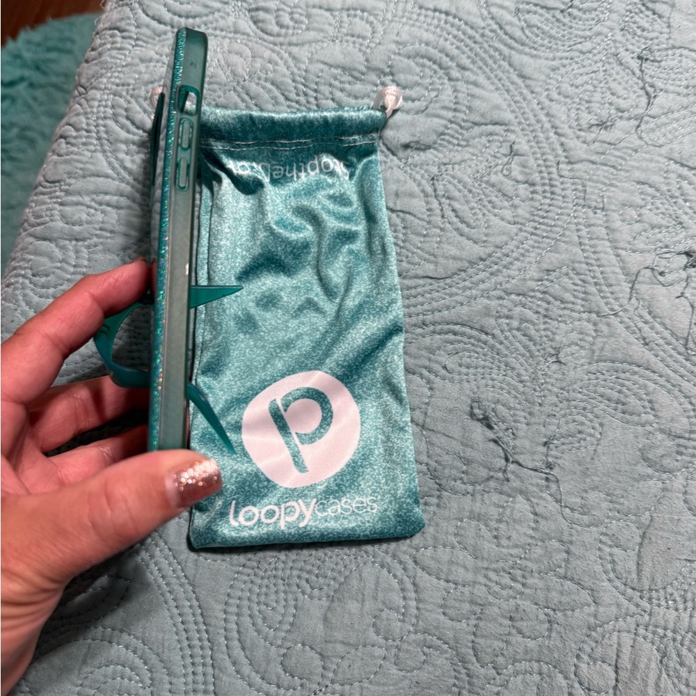 Loopy Cases Teal Phone Case with Pouch
